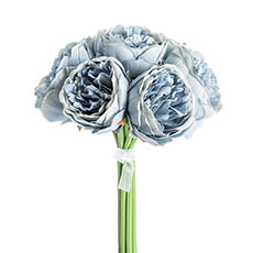 Artificial Peony Bouquets - Peony Bouquet Emily x8 Flowers Dusty Blue (34cmH)
