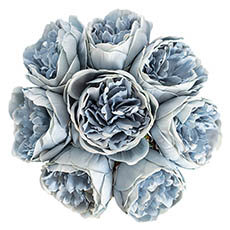 Peony Bouquet Emily x8 Flowers Dusty Blue (34cmH)