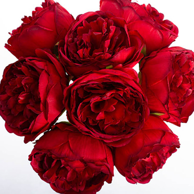 Peony Bouquet Emily x8 Flowers Red (34cmH)