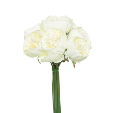 Artificial Peony Bouquets - Peony Bouquet Emily x8 Flowers White (34cmH)