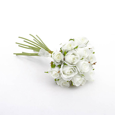 Katie Rose Bouquet with 16 Flowers White (25cmH)