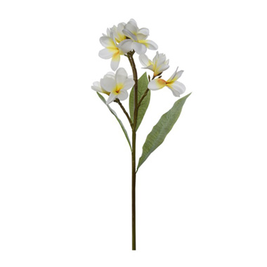 Artificial Tropical Flowers - Frangipani Spray x4 Cream Yellow (68cmH)