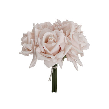 Artificial Rose Bouquets - Siena Real Touch Rose Bouquet x 5 Heads Misty Rose (26cmH)