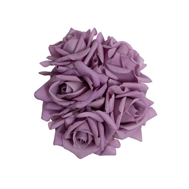 Siena Real Touch Rose Bouquet x 5 Heads Dusty Purple (26cmH)