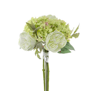  - Penny Peony Hydrangea Bouquet Green (35cmH)