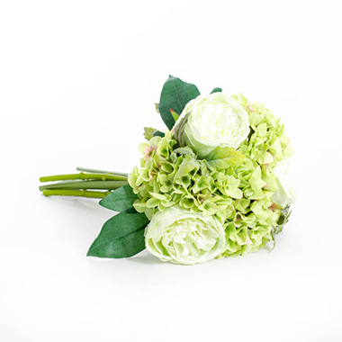 Penny Peony Hydrangea Bouquet Green (35cmH)