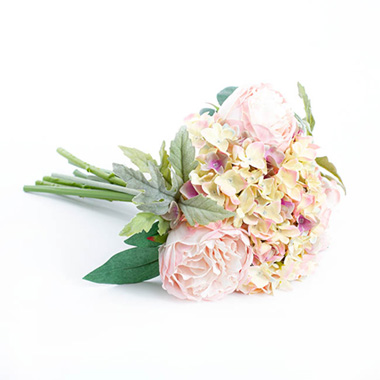 Penny Peony Hydrangea Bouquet Light Pink (33cmH)
