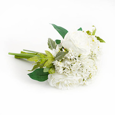 Penny Peony Hydrangea Bouquet White (35cmH)