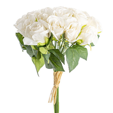 Artificial Rose Bouquets - Lavina Rose Bud Bouquet 18 Heads Nude Beige (33cmH)