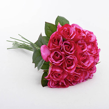 Lavina Rose Bud Bouquet 18 Heads Hot Pink (33cmH)
