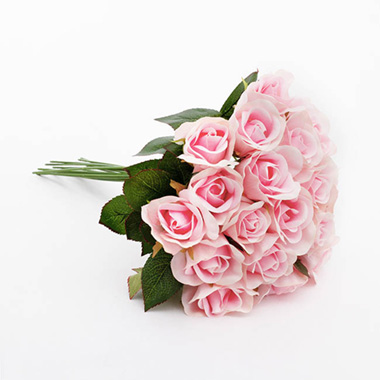 Lavina Rose Bud Bouquet 18 Heads Pink (33cmH)