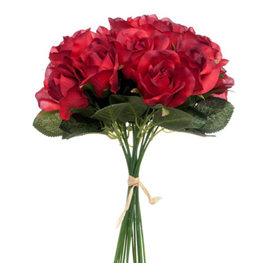 Artificial Rose Bouquets - Lavina Rose Bud Bouquet 18 Heads Red (33cmH)