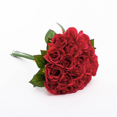 Lavina Rose Bud Bouquet 18 Heads Red (33cmH)