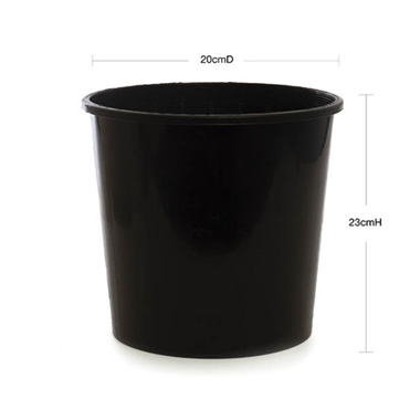 Dutch Flower Bucket Plastic Round 05L Black (20Dx23cmH)