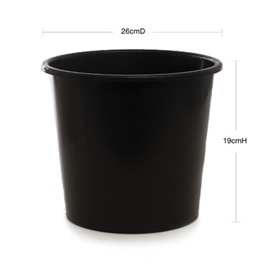 Dutch Flower Bucket Plastic Round 07L Black (26Dx19cmH)