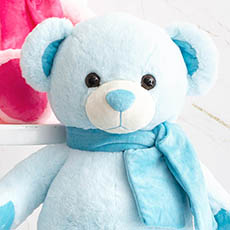 Asher Bear with Scarf Baby Blue (90cmHT)