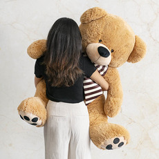 Giant Teddy Bears - Giant Teddy Bear Wilson w Striped Bow Brown (115cmHT/80cmST)