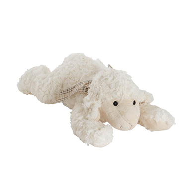 Sheep Soft Toys - Lazy Linda Lying Lamb Plush Soft Toy Cream (46x15cmH)