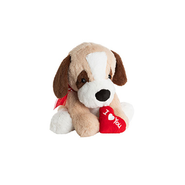 Dog Soft Toys - Max I Love You Puppy Plush Soft Toy Brown (27cmHT)