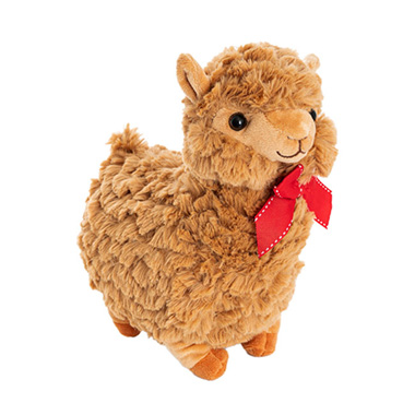 Sheep Soft Toys - Fuzzy Wuzzy Plush Llama w Bow Brown (24cmHT)