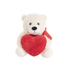 Teddy Bear With Red Scarf White (28cmST)