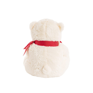 Teddy Bear With Red Scarf White (28cmST)