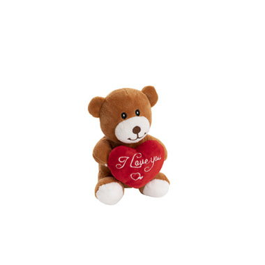 Valentines Teddy Bears - Charlie Bear Holding Heart Brown (14cmST)
