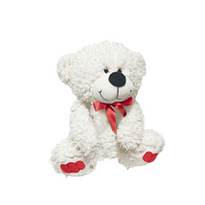 Valentines Teddy Bears - Mrs Cuddles Bear With Red Bow White (26cmST)