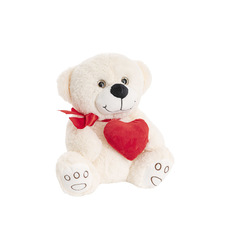 Valentines Teddy Bears - Pookey Bear With Heart And Bow White (25cmST)
