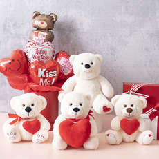 Pookey Bear With Heart And Bow White (25cmST)