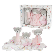 Valentines Teddy Bears - Baby Gift Pack Bear Accessories And Blanket Baby Pink