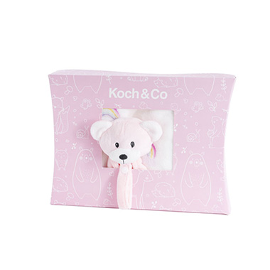 Valentines Teddy Bears - Baby Gift Box Bear Comforter And Blanket Baby Pink