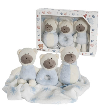 Baby Gift Sets - Baby Boy Gift Set Accessories & Star Blanket Blue (35x25x6cm