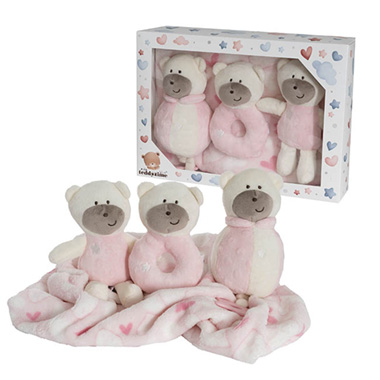 Baby Gift Sets - Baby Girl Gift Set Accessories &Heart Blanket Pink(35x25x6cm