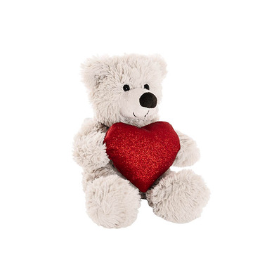 Valentines Day Soft Toys - Teddy Bear Nala w Red Love Heart White (20cmST)