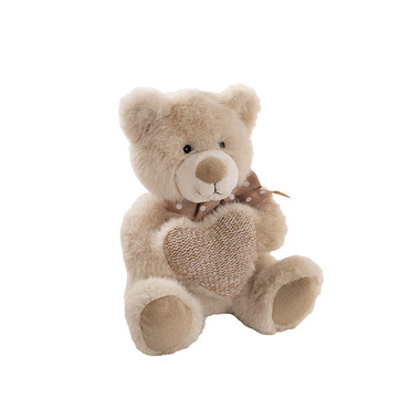 Valentines Day Soft Toys - Teddy Bear Darren w Plush Heart Brown (24cmST)