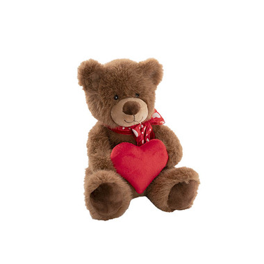 Valentines Day Soft Toys - Teddy Bear Darren w Plush Heart Red (24cmST)
