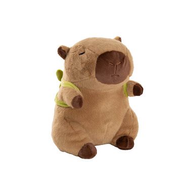 Jungle Animal Soft Toys - Capybara Sam w Turtle Backpack Plush Soft Toy Brown (30cmST)