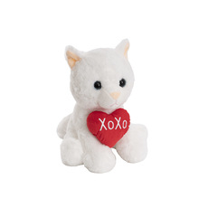 Cat Soft Toys - Lunna Cat Holding Xoxo Heart White (20cmST)