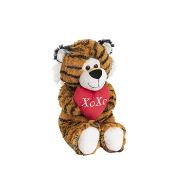 Jungle Animal Soft Toys - Bruno Tiger Holdling Xoxo Heart Brown (25cmST)