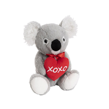 Jungle Animal Soft Toys - Angus Koala Holding Xoxo Heart Grey (30cmST)