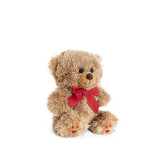 Aiden Bear with Red Bow Brown (20cmST)