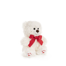 Valentines Day Soft Toys - Aiden Bear with Red Bow White (20cmST)