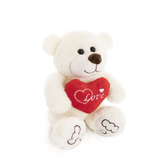 Valentines Day Soft Toys - Riley Bear with Red Heart White (25cmST)