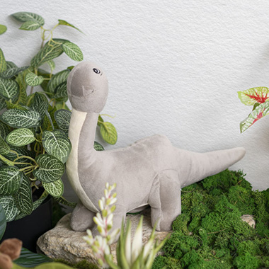 Bash Brontosaurus Dinosaur Plush Toy Grey (33x28cmHT)