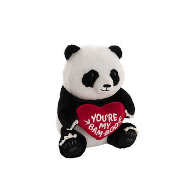 Valentines Day Soft Toys - Panda Mei Mei w Red Heart Plush Soft Toy Black (20cmST)