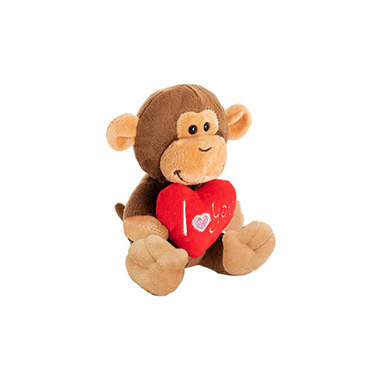 Valentines Day Soft Toys - Chimp the I Love You Monkey Plush Toy Brown (15cmST)
