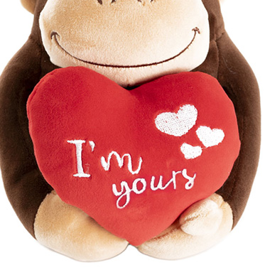 Champ the Gorilla Plush Toy w Im Yours Heart Brown (25cmST)