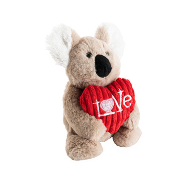 Valentines Day Soft Toys - George the Koala Plush Toy w Love Heart Oyster Grey (20cmST)