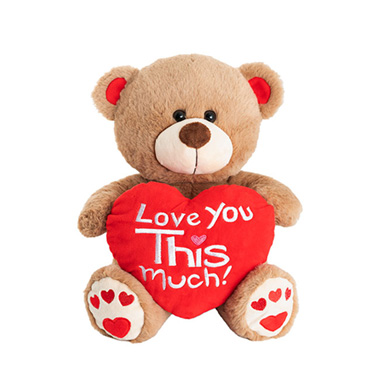 Valentines Day Soft Toys - Teddy Bear Chubbs w Love You This Much Heart Brown (30cmST)
